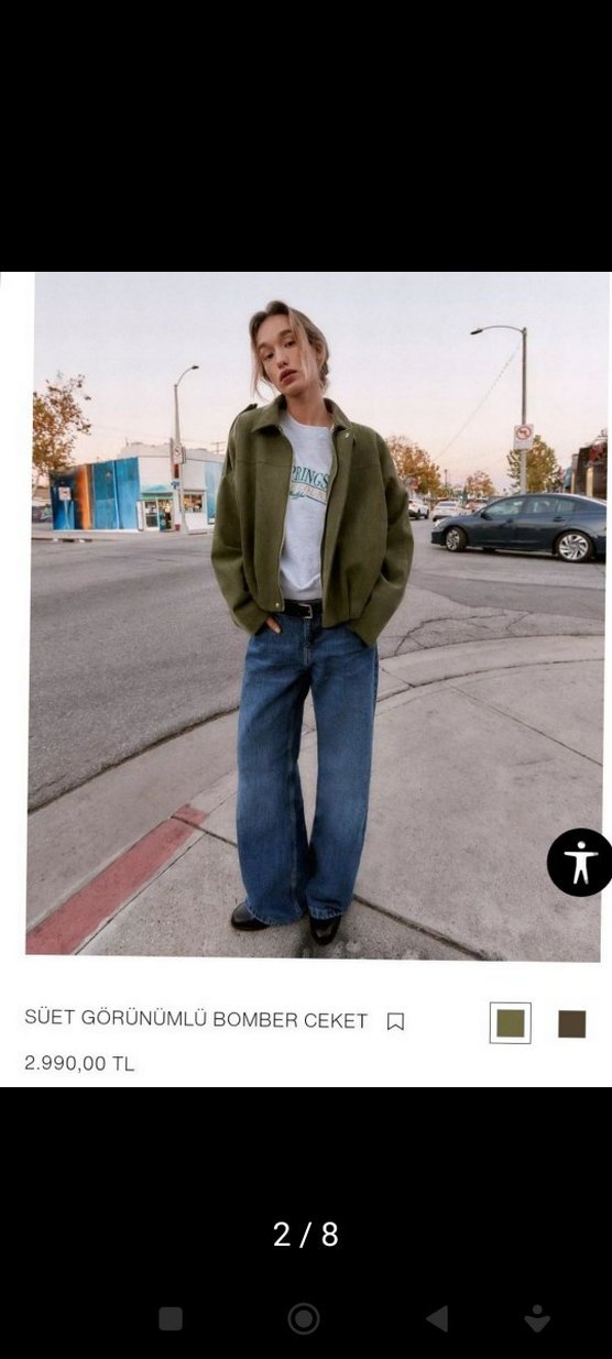 S beden süet görünümlü bomber ceket - Görsel 2