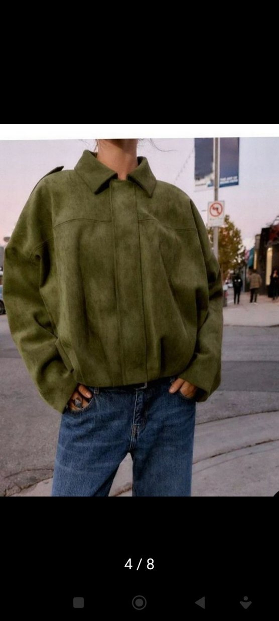 S beden süet görünümlü bomber ceket - Görsel 4