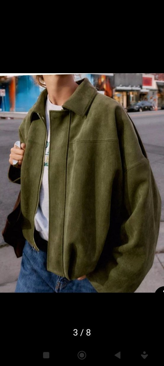 S beden süet görünümlü bomber ceket - Görsel 3