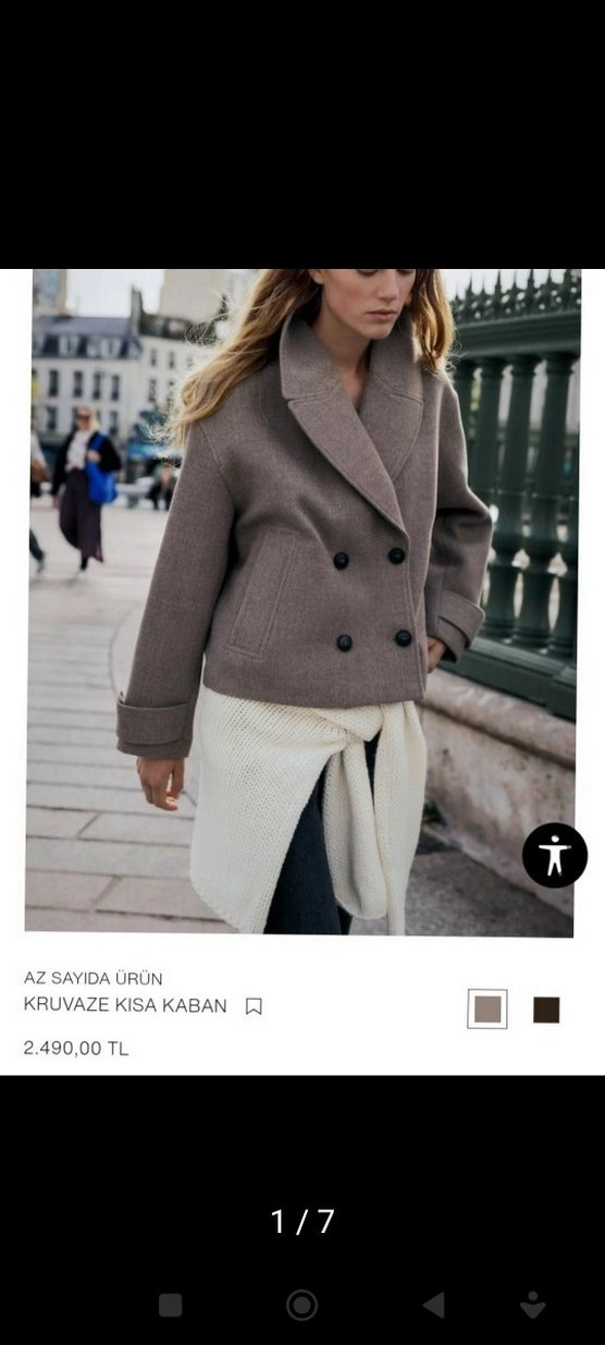 s beden vizon rengi kruvaze kaban - Görsel 4