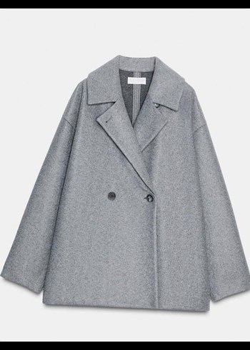 L beden Zara Gri Yün Kaban - Görsel 2