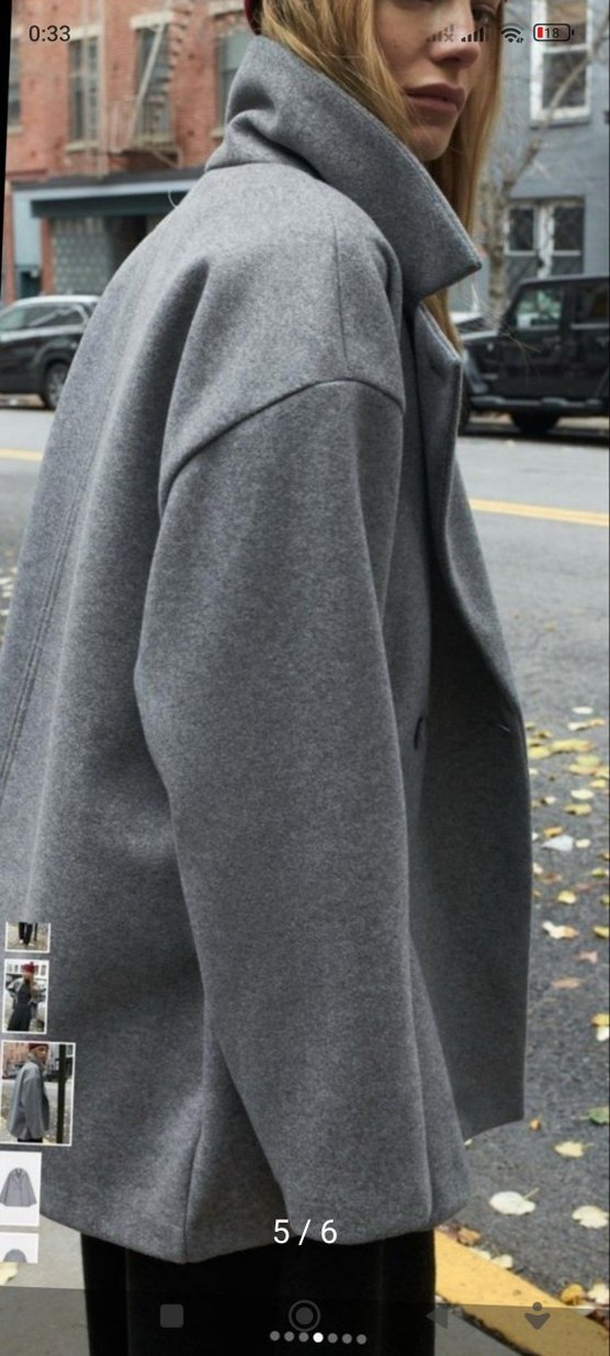 L beden Zara Gri Yün Kaban - Görsel 5