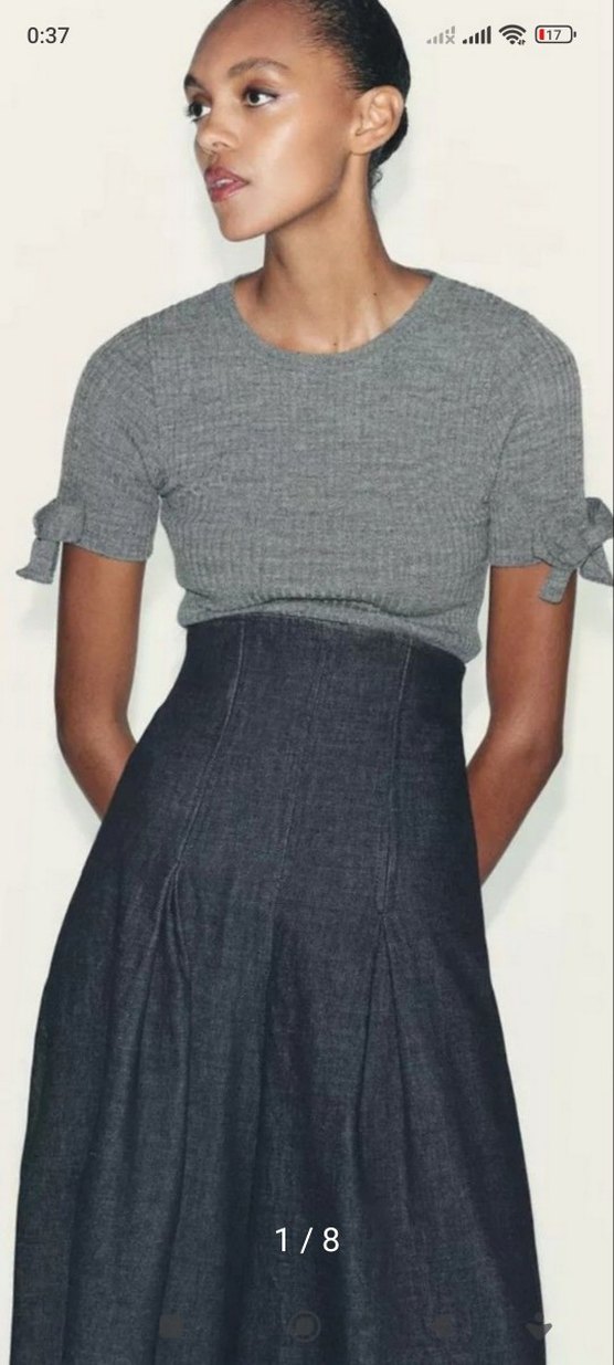 Zara S beden kısa kollu triko kazak - Görsel 2