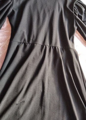 38 Beden Siyah V Yakalı Uzun Gotik Elbise Eteğinde Mevlana Türü