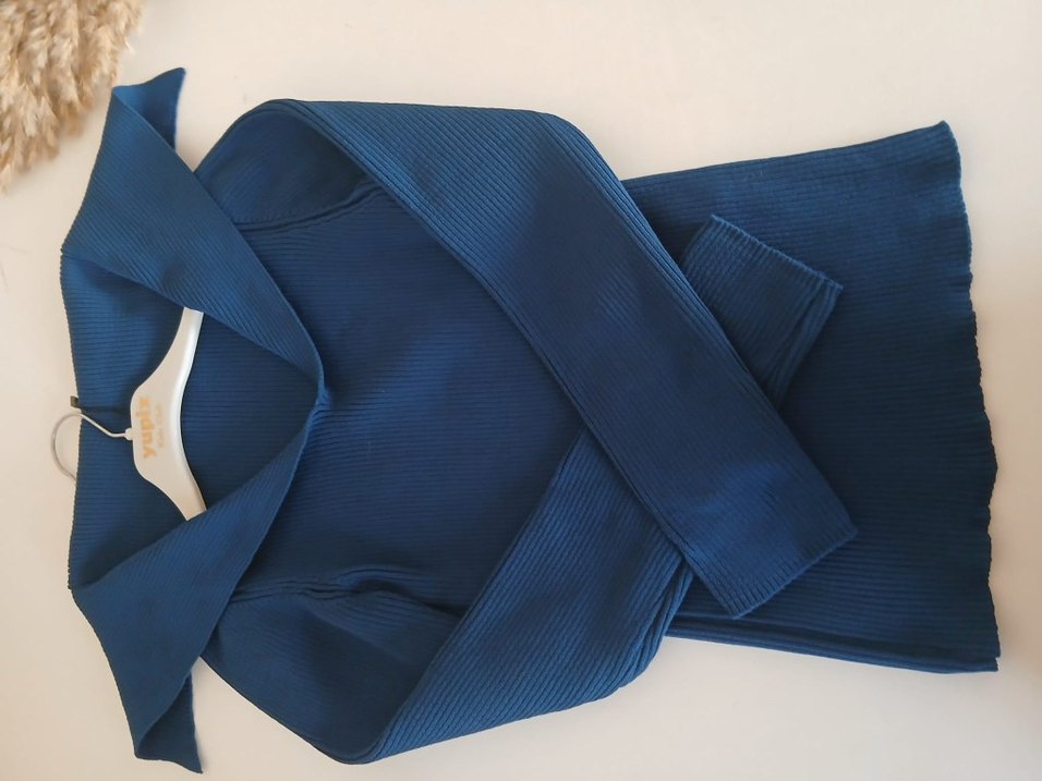 Lacivert kadın kazak Sling kazak - Görsel 3