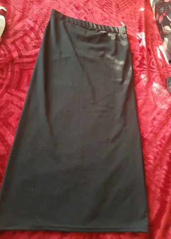 Drapeli Siyah Midi  kalem etek Eteği - Görsel 2