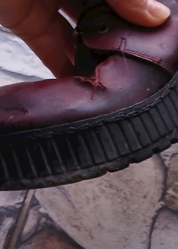 Bordo Deri Tokalı Platform Topuklu Kadın Bot - Görsel 7