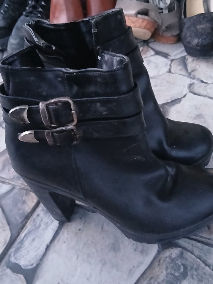 Bordo Deri Tokalı Platform Topuklu Kadın Bot - Görsel 2