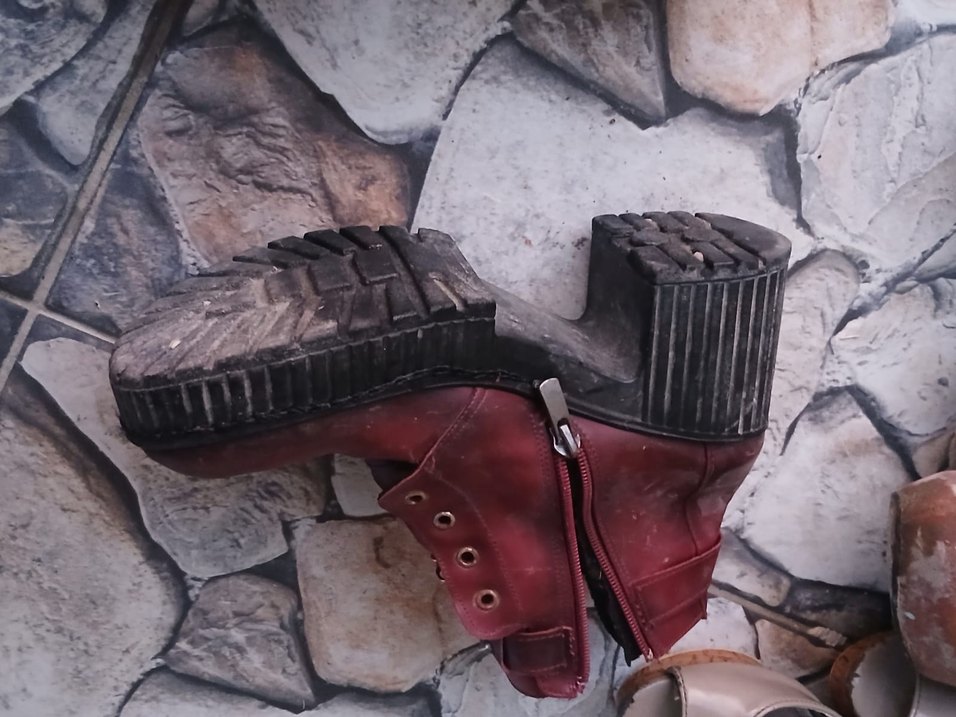 Bordo Deri Tokalı Platform Topuklu Kadın Bot - Görsel 5