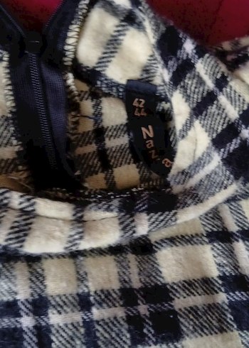 Bej Ekose Desenli Uzun Kadın Elbise - Görsel 3