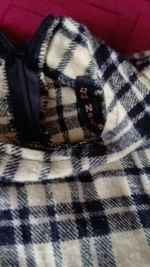 Bej Ekose Desenli Uzun Kadın Elbise - Görsel 3