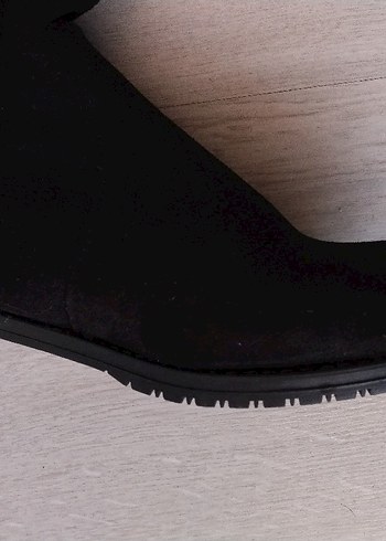 Siyah Süet Tokalı Dizüstü Kadın Çizme - Görsel 5