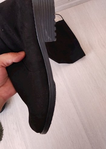 Siyah Süet Tokalı Dizüstü Kadın Çizme - Görsel 11