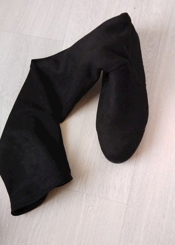 Siyah Süet Tokalı Dizüstü Kadın Çizme - Görsel 8