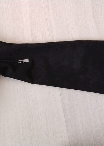 Siyah Süet Tokalı Dizüstü Kadın Çizme - Görsel 4