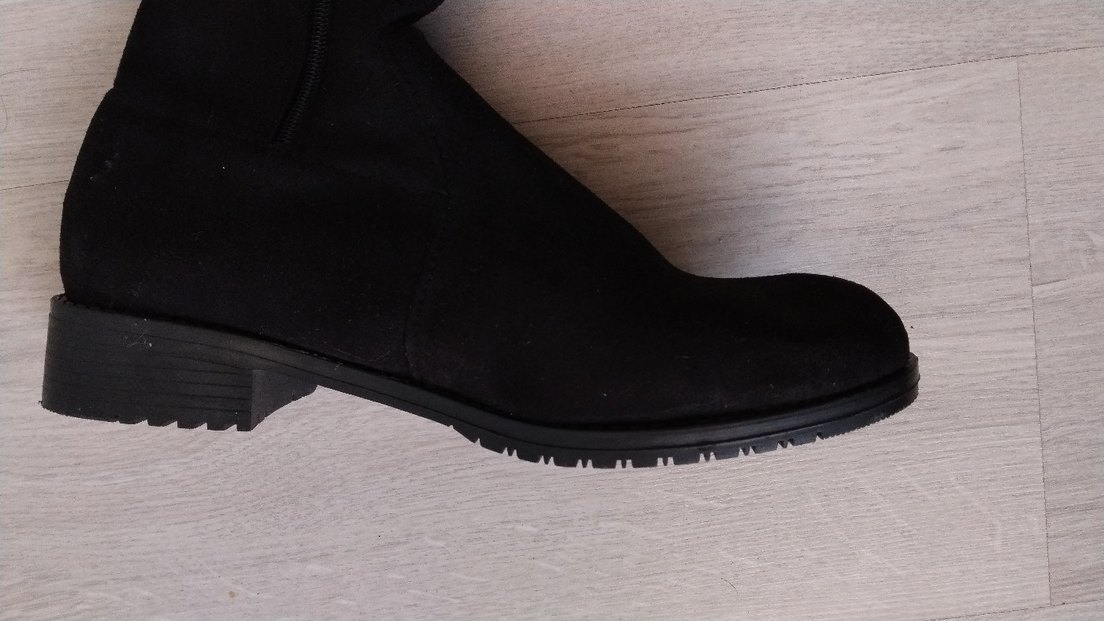 Siyah Süet Tokalı Dizüstü Kadın Çizme - Görsel 5