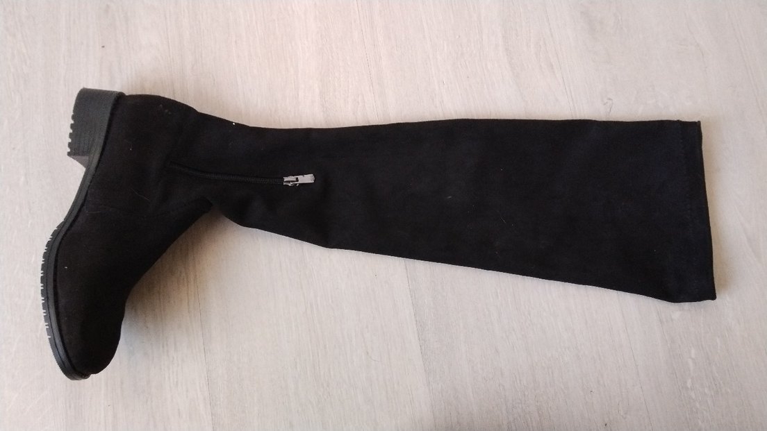 Siyah Süet Tokalı Dizüstü Kadın Çizme - Görsel 4