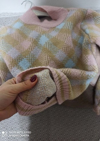 Pembe Renkli Örgü Boğazlı Kadın Kazak - Görsel 3