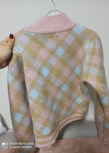 Pembe Renkli Örgü Boğazlı Kadın Kazak - Görsel 2