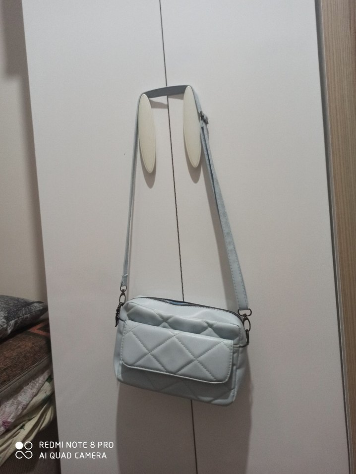 mavi Deri Kadın Omuz Çantası - Görsel 2