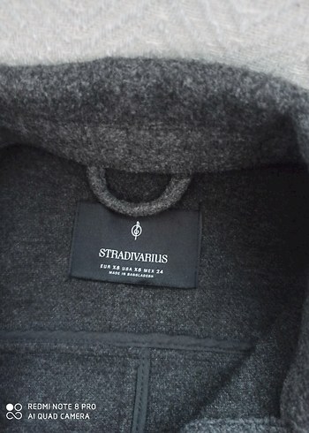 Düğmeli Gri Kısa Yün Kadın Kaban - Görsel 5