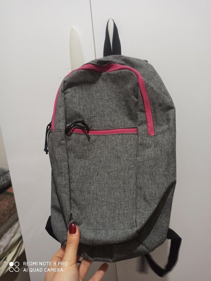 Gri Kadın Sırt Çantası Fermuarlı - Görsel 2