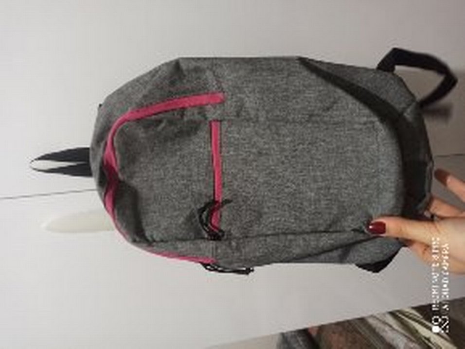 Gri Kadın Sırt Çantası Fermuarlı - Görsel 3