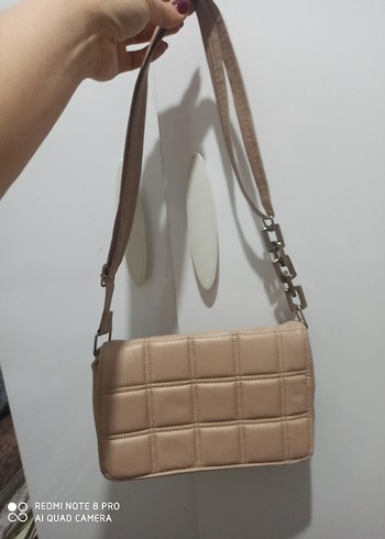 Bej Deri Zincir Detaylı Kadın Çanta - Görsel 2