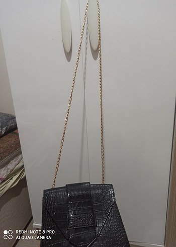 Siyah Krokodil Desenli Deri Kadın Çanta - Görsel 3