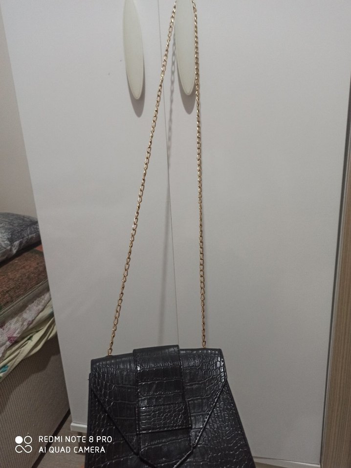 Siyah Krokodil Desenli Deri Kadın Çanta - Görsel 3