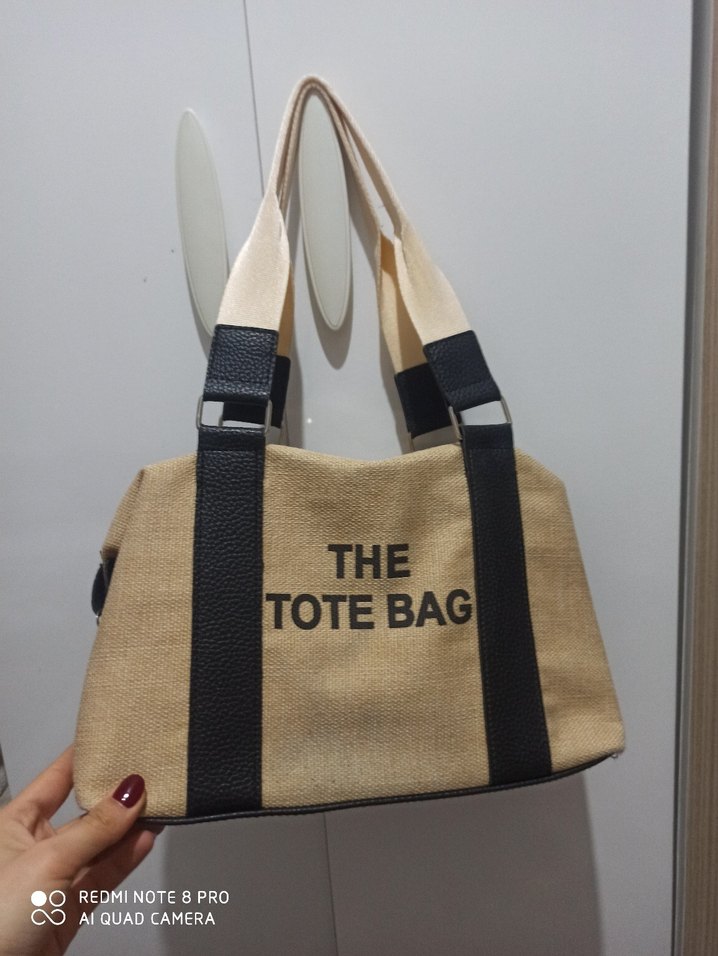 Bej Baskılı Kadın Tote Çanta - Görsel 2