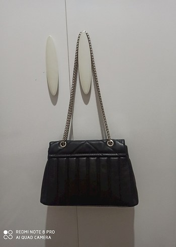 Zincir Detaylı Siyah Deri Kadın Çanta - Görsel 2