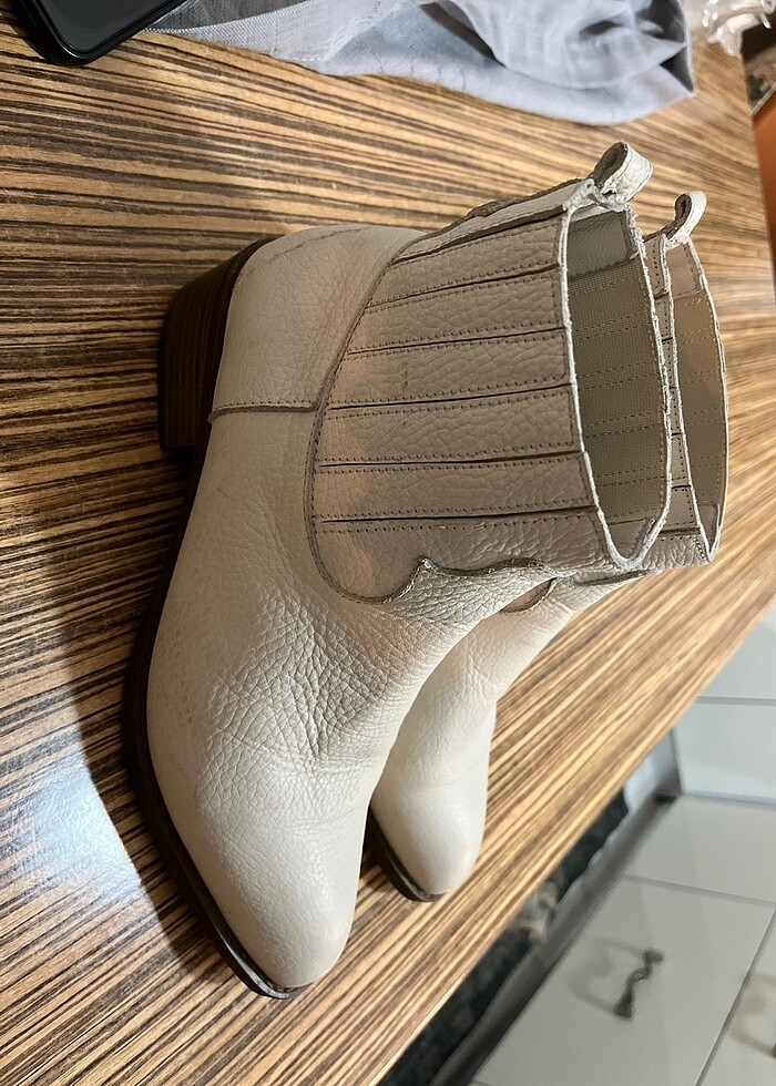 deri beyaz çizme - Görsel 2