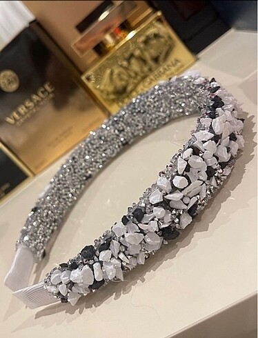 Gaios Design Kristal ve doğal taşlı parlak elegant taç