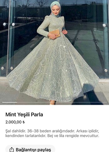 Mint Yeşili Parlak İşlemeli Abiye Elbise
