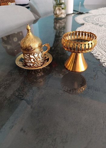 Beden Altın Kaplamalı İşlemeli Kahve Fincanı