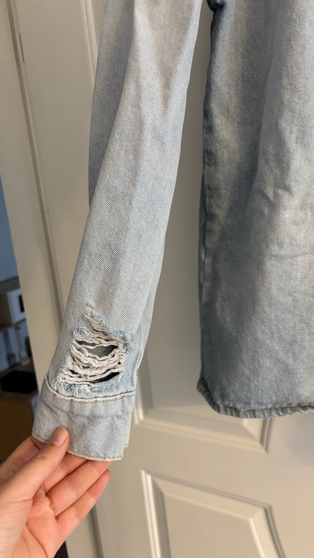 Açık Mavi Yıkamalı Denim Gömlek — görsel 5/7