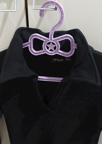 Siyah V Yaka Midi Triko Elbise - Görsel 3