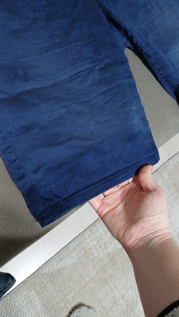 Kadın Mavi Rahat Kesim Kısa Kot Şort - Görsel 2