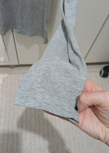 Gri Baskılı kadınUzun Kollu Tişört - Görsel 2