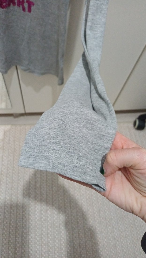 Gri Baskılı kadınUzun Kollu Tişört - Görsel 2