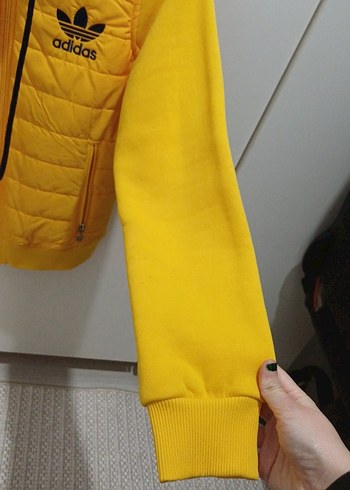 Sarı Fermuarlı Adidas Kadın Ceket - Görsel 2