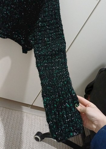 yeşil Örgü Kadın Kazak Uzun Kollu - Görsel 2