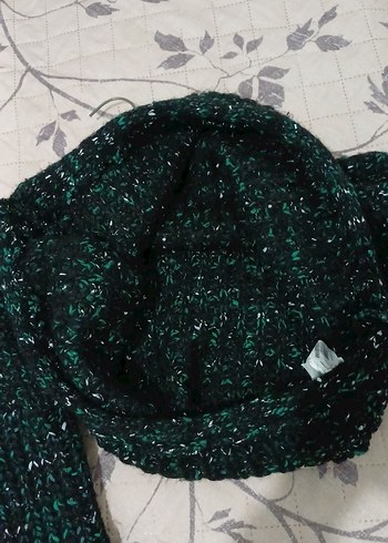 yeşil Örgü Kadın Kazak Uzun Kollu - Görsel 5