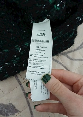 yeşil Örgü Kadın Kazak Uzun Kollu - Görsel 6