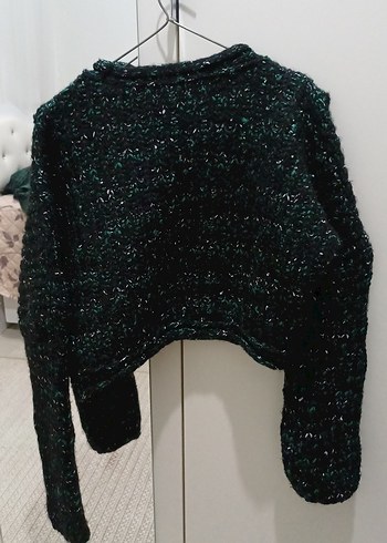 yeşil Örgü Kadın Kazak Uzun Kollu - Görsel 4