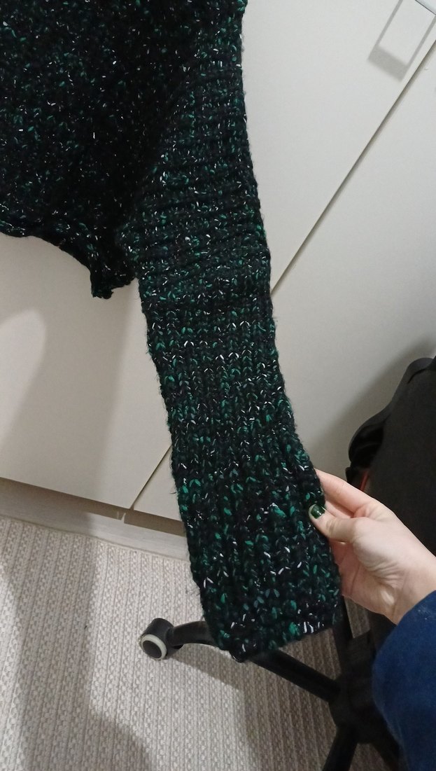 yeşil Örgü Kadın Kazak Uzun Kollu - Görsel 2