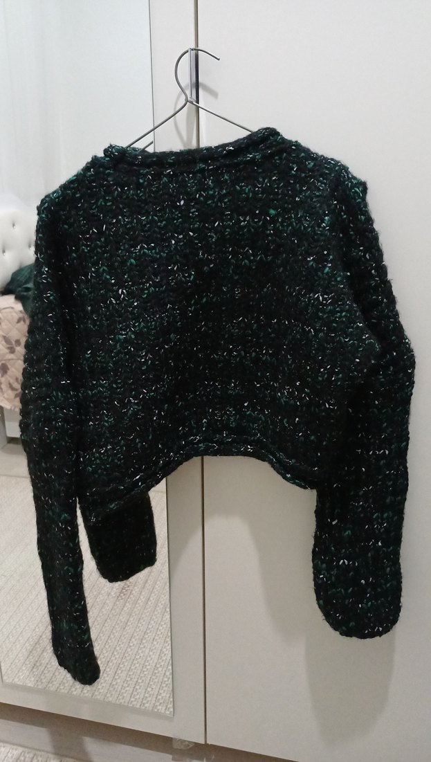 yeşil Örgü Kadın Kazak Uzun Kollu - Görsel 4