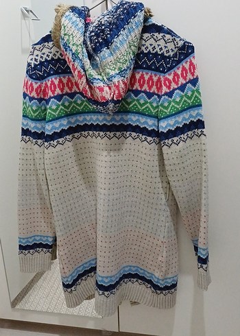 Bohem Tarz Çok Renkli Örgü  Hırka - Görsel 3