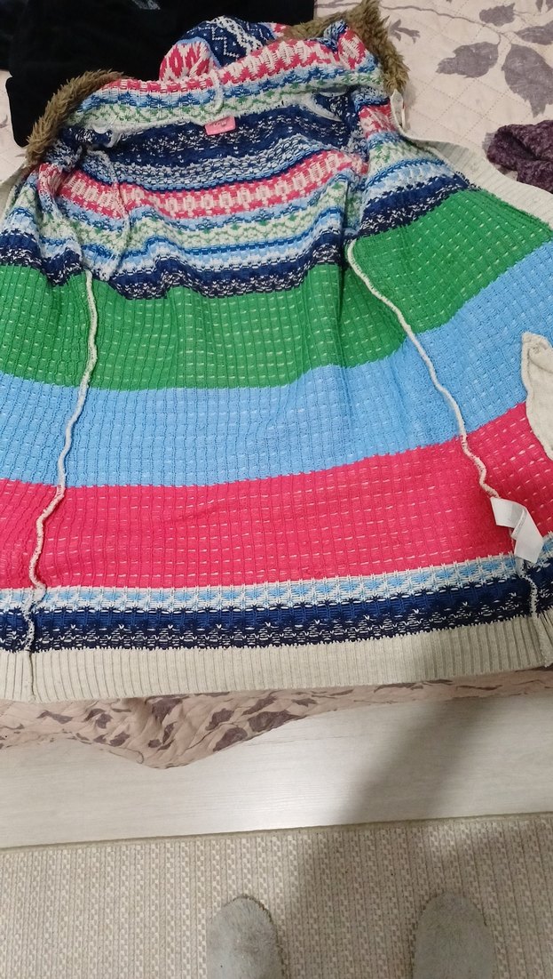Bohem Tarz Çok Renkli Örgü  Hırka - Görsel 4